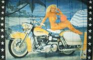 Fahne Blondine auf Motorrad 90 x 150 cm 