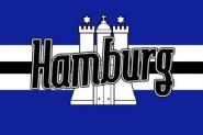 Fahne Hamburg blau mit Schrift 90 x 150 cm 