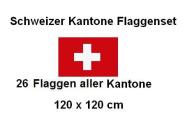 Flaggenset Schweizer Kantone mit 26 Flaggen 120 x 120 cm 
