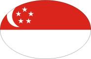 Aufkleber oval Singapur 10 x 6,5 cm 