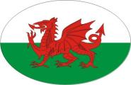 Aufkleber oval Wales 10 x 6,5 cm 