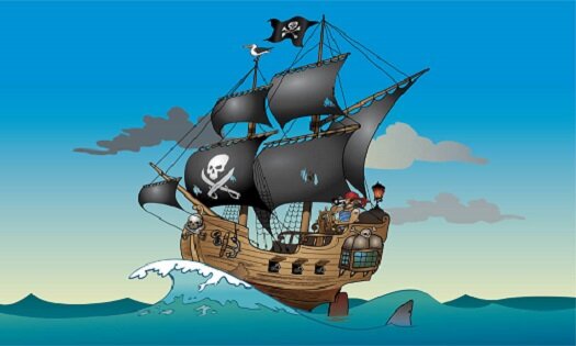 Fahne Flagge Piratenschiff blau 60 x 90 cm 